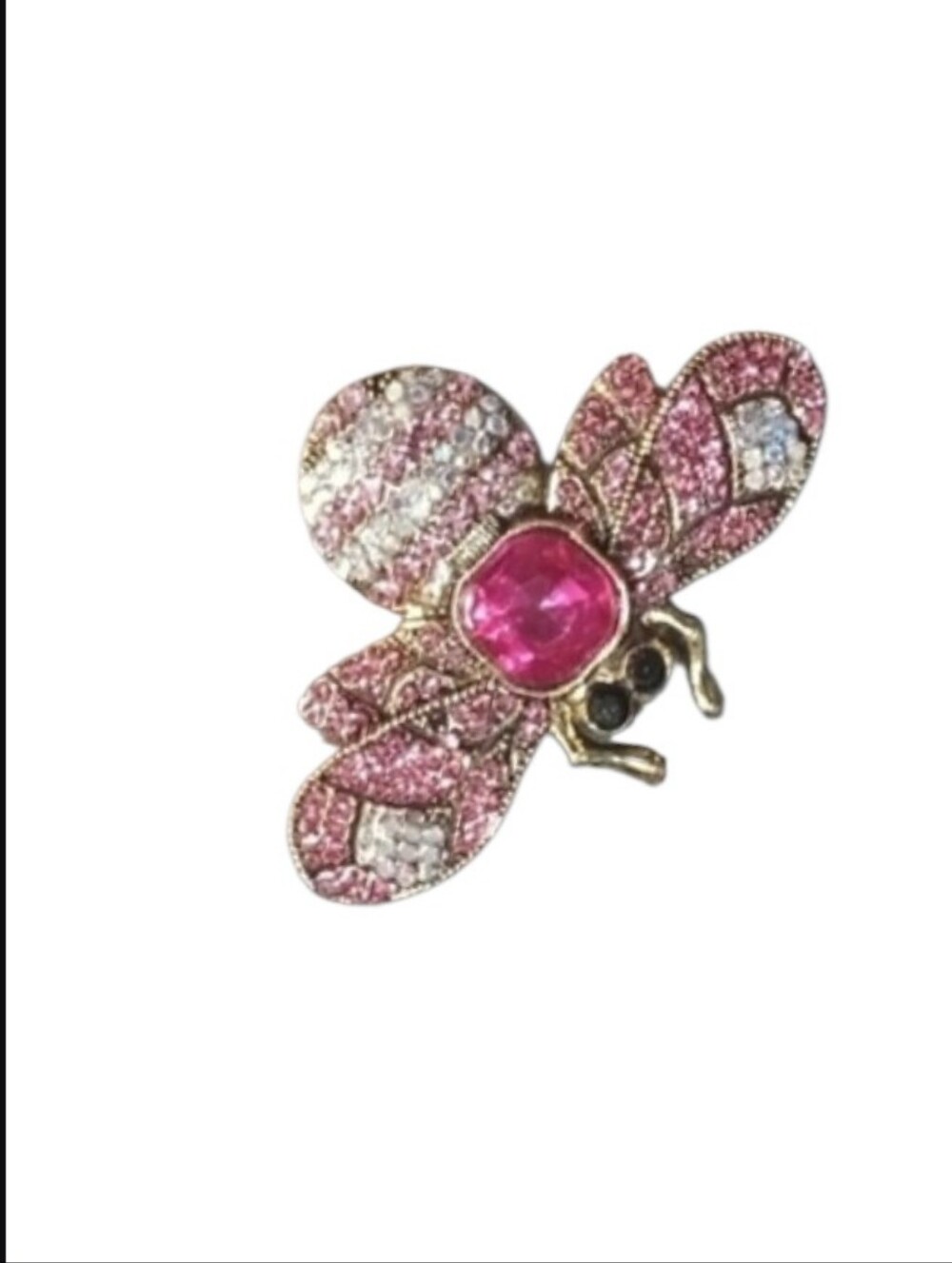 Pink Crystal Bee Brooch - Elegant Women's Jewelry - Picture 3 of 5